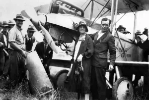 Early Prints: Squadron leader H J L Bert Hinkler standing by his Avro Avian plane at Bundaberg in