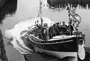 Rescue Prints: St. Abbs new lifeboat the J. B. Couper of Glasgow takes to the water after