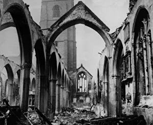 St Andrews Church, Plymouth following an air raid attack. March 1941