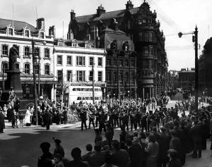 00364 Prints: The St Georges Sunday church Parade approaches the saluting base at the Stephenson
