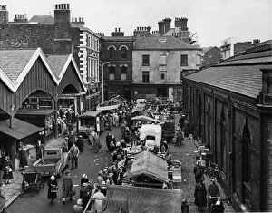 01521 Collection: St Helens on market day. St Helens, Merseyside. 25th August 1958