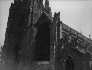 St Martins Church in the Bull Ring, Birmingham the morning after a heavy air raid
