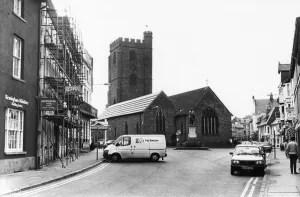 01012 Prints: St Marys Church, Brecon, a market town and community in Powys, Mid Wales