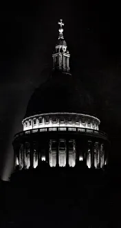 00003 Prints: St Pauls Cathedral flood lit for the opening of the Festival of Britain in 1951