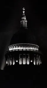 00155 Prints: St Pauls Cathedral flood lit for the opening of the Festival of Britain 1951