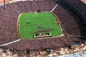 Stadium Aerial View February 1990 Nelson Mandela in Sports Stadium South Africa