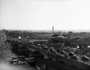 Staines Bridge, a road bridge running in a south-west to north-east direction across