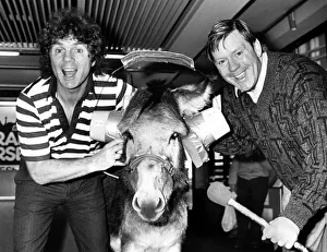 Stan Boardman and Radio Merseyside DJ Billy Butler with Hickory the donkey