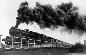 Derbyshire Prints: A Stanier 5 locomotive The Mancunian leaving Derby 15th October 1988