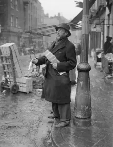 The Star evening newspaper being sold on the streets of London circa 1950 Newspaper