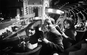 The three stars of the Dick Whittington panto at the Liverpool Empire reading through