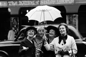 The stars of The Killing of Sister George posing outside the St Martin