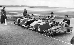 Youth Movement Prints: The start of the Scottish Semi Finals for the Boy Scouts Soap Box Derby held at Cramind