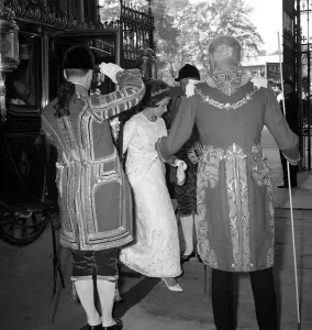 State Opening of Parliament November 1964 Princess Margaret steps out fromt