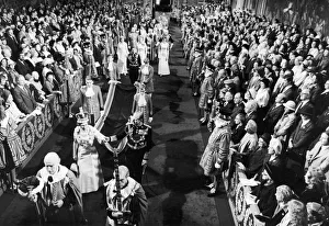 The State opening of Parliament. The Queen and The Duke of Edinburgh followed by Prince