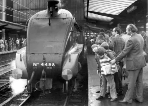 Steam engine No. 4498 the Sir Nigel Gresley at Carlisle Station on 6th October, 1973