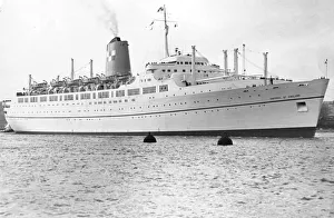 Under her own steam the new liner Empress of England ship (now called Ocean Monarch 1970
