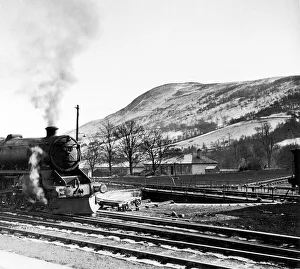 Highlands Prints: Steam train leaves Blair Atholl on the railway route from Perth northwards to Forres in