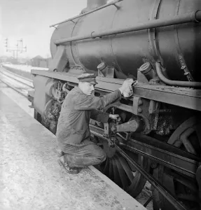 00111 Prints: A steam train of the London Midland and Scottish railway pictured at Aviemore junction