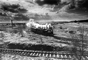 00335 Prints: A steam train making its way through the countryside on Tanfield Railway on 3rd April