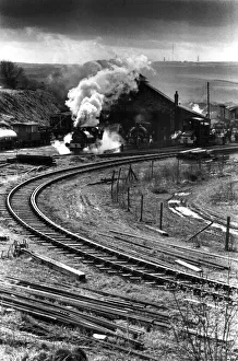 Rural Scene Prints: Steam trains leaving the sheds at Tanfield Railway on 3rd April, 1988