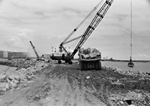 01404 Prints: Steel Company of Wales scenes. The breakwater under construction at Port Talbot