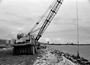 01404 Prints: Steel Company of Wales scenes. The breakwater under construction at Port Talbot