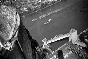 Steeplejacks working on a new tower chimney on Battersea Power station