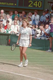 Steffi Graf pictured in action in the Wimbledon Ladies Singles Final on 2nd July 1988