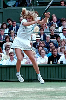 Steffi Graf pictured in action in the Wimbledon Ladies Singles Final on 2nd July 1988