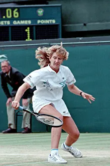 00973 Prints: Steffi Graf pictured in action in the Wimbledon Ladies Singles Final on 2nd July 1988