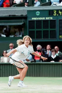 Steffi Graf pictured in action in the Wimbledon Ladies Singles Final on 2nd July 1988