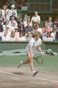 00973 Prints: Steffi Graf pictured in action in the Wimbledon Ladies Singles Final on 2nd July 1988