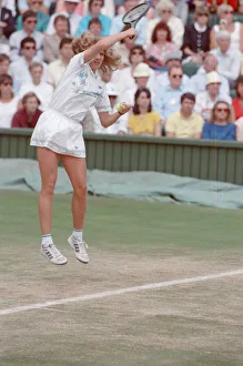 00973 Prints: Steffi Graf pictured in action in the Wimbledon Ladies Singles Final on 2nd July 1988