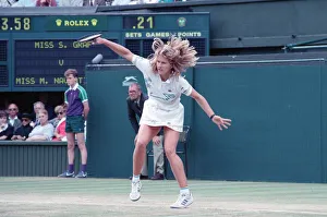 00973 Prints: Steffi Graf pictured in action in the Wimbledon Ladies Singles Final on 2nd July 1988