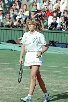 Steffi Graf pictured in action in the Wimbledon Ladies Singles Final on 2nd July 1988