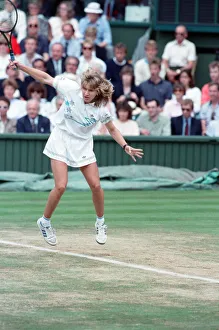 00973 Prints: Steffi Graf pictured in action in the Wimbledon Ladies Singles Final on 2nd July 1988