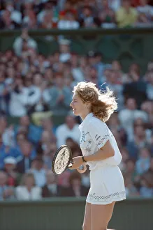 00973 Prints: Steffi Graf pictured in action in the Wimbledon Ladies Singles Final on 2nd July 1988