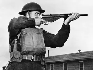 Target Prints: A Sten sub machine carbine, an all metal gun used in a similar way to the American