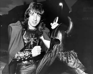 Horns Prints: Stephen Crawford, 24, is selling his all-leather costume which he used to wear as drummer