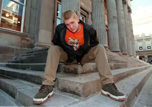 Child Actors Prints: Stephen McCole Scots actor sitting on steps November 1998 star of The Young Person