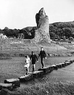 Castle Prints: Stepping stones by Ogmore Castle. Ogmore Castle is located near the village of