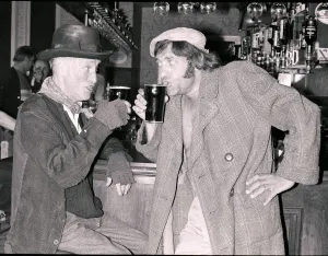 Steptoe and Son aka Wilfred Bramble and Harry H Corbett seen here at the Bush pub in