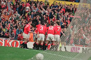 Winner Prints: Steve Bruce, surrounded by his ecstatic team mates celebrates his 96th minute winner for