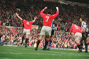 Steve Bruce, (wearing the number 4 shirt) celebrates the 96th minute winner for