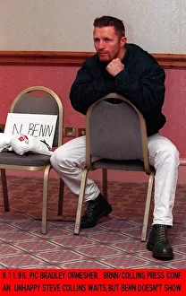 Steve Collins Boxer waits at a news press conference for Nigel Benn to show up