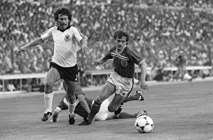 Steve Coppell and Paul Breitner England 0 Germany 0 1982 during World cup in