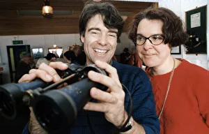 Towns Prints: Steve Moon from the Porthcawl Welcome Group poses with and Veronigue Foucher-Morvan