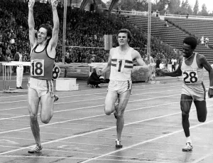00015 Prints: Steve Ovett crossing the finishing line to win the 800m final in the A. A. A