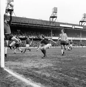 Stewart Houston of Manchester United April 1975 watches the Southampton goalkeeper